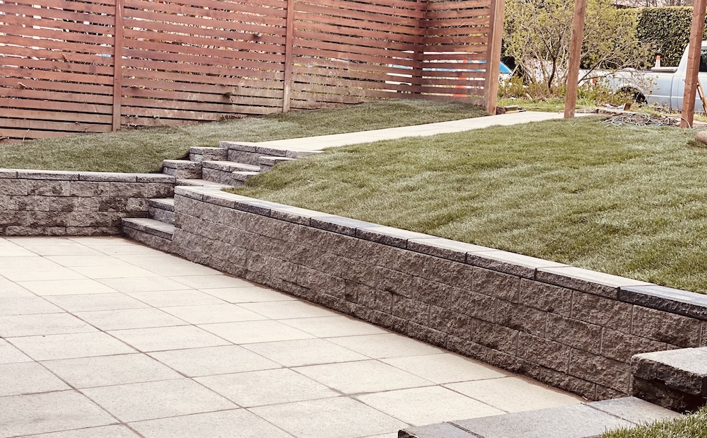 Block wall in a backyard residence in Seattle.