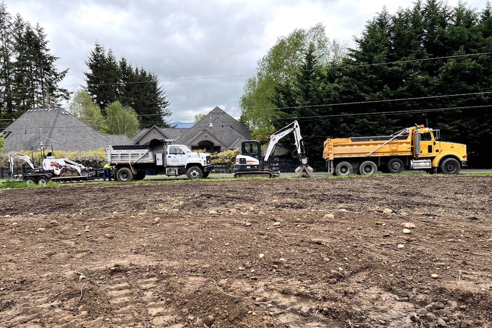 Construction equipment for Rainier Rockeries.
