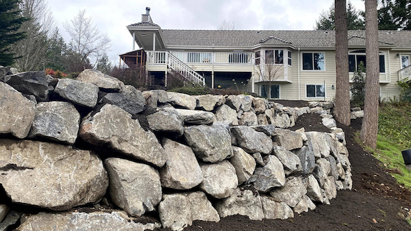 Rock retaining wall in WA.