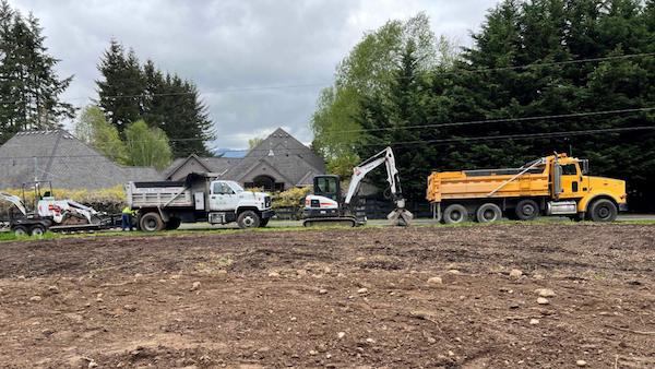 Construction equipment for Rainier Rockeries.