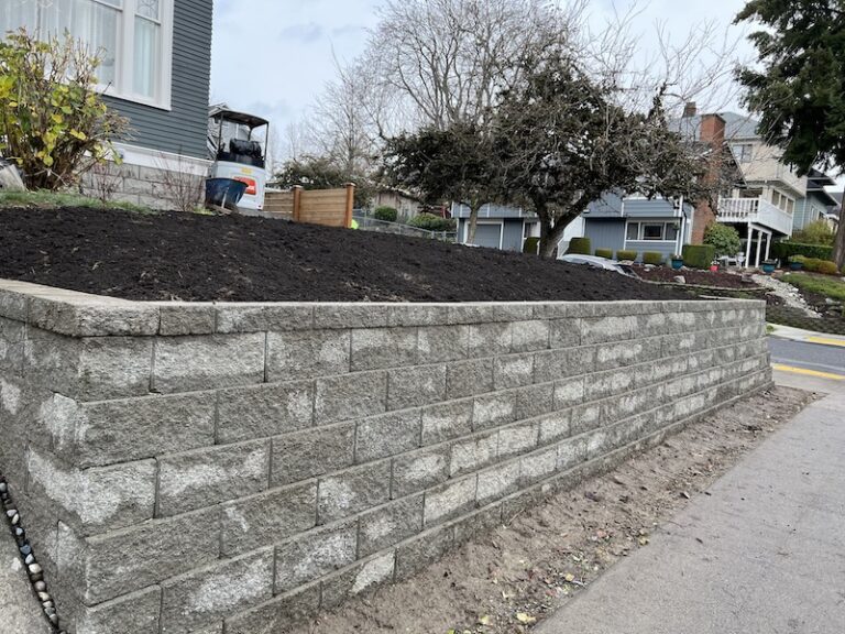 Seattle retaining block wall.
