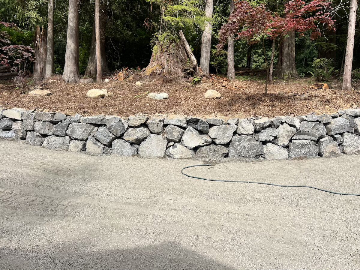Low rockery wall in Issaquah, WA.