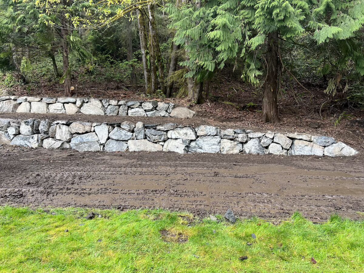 2-tier rockery wall in Issaquah, WA.