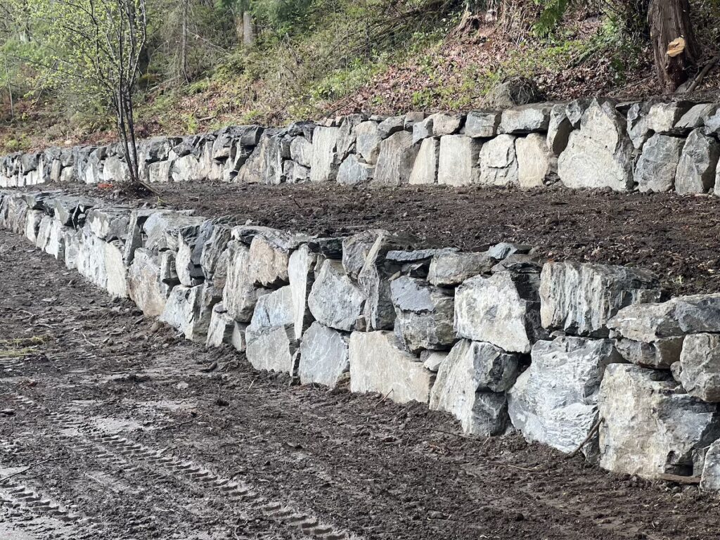 2- tier rockery wall in Issaquah, WA.