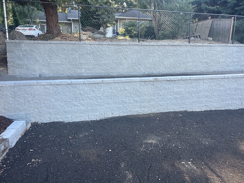 Straight block wall in Renton, WA.