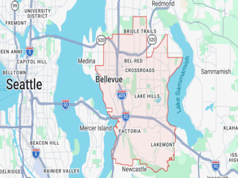 Bellevue on a map