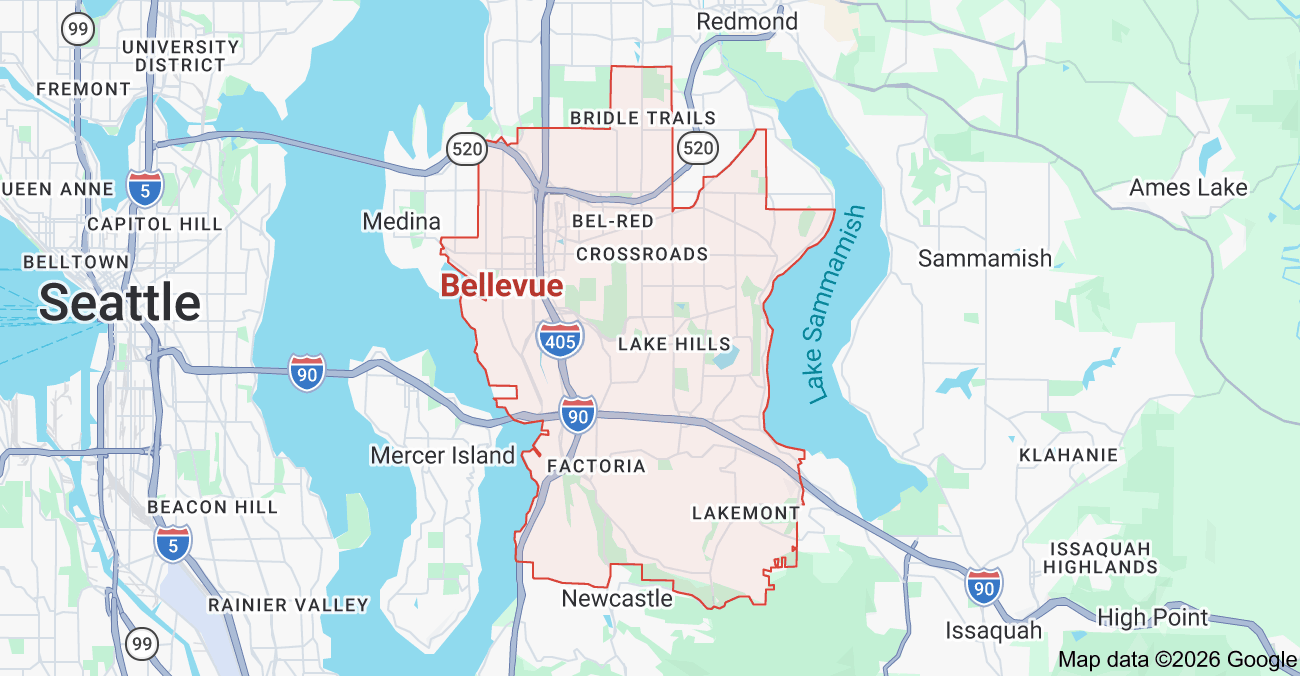Map of Bellevue, WA