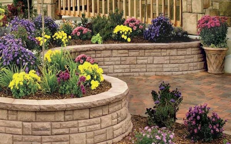 Block wall used for flower garden.